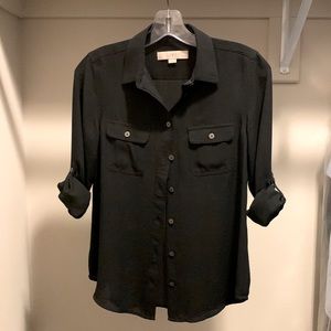 Loft Black Botton Up Blouse